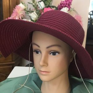Nine West Burgundy Straw Hat